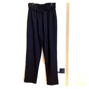 Black high waisted tie slacks